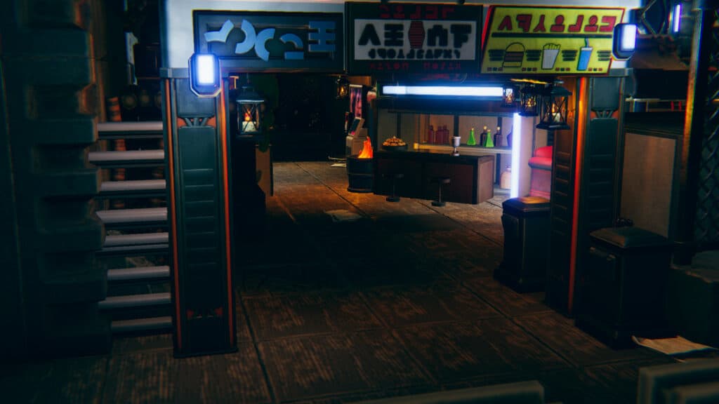 Cyberpunk Kabuki street market Tales Tavern